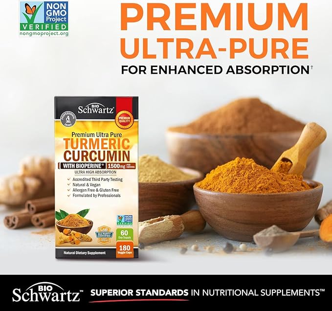 Triple Strength Omega 3 Fish Oil Softgels (2 Month Supply) Plus Turmeric Curcumin with Black Pepper Extract 1500mg Complex (2 Month Supply)