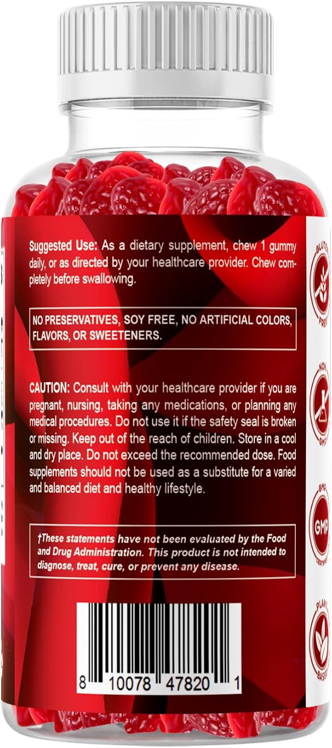 Vitamatic Methylfolate Gummies 1000 mcg – Active 5-MTHF Form – Natural Strawberry Flavor – Vegan, Non-GMO, Gluten Free – 60 Gummies