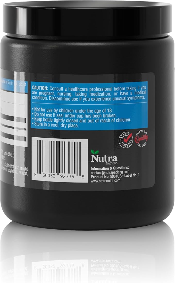 L-Glutamine Premium Powder - 6,000 mg per Serving for Muscle Recovery - Unflavored, Vegan, Non-GMO, Gluten-Free, Dairy-Free, 40 Servings for Improved Performance and Faster Recovery