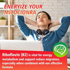 2 Pack Vitamin B2 Gummies, Riboflavin 400mg with Magnesium for Kids & Adults, Migraine Relief & Energy Support, Strawberry Flavor, 120 Count