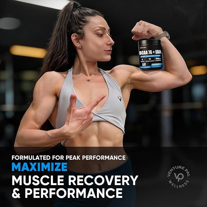 Sugar Free 7g BCAA + EAA Powder | Supports Muscle Recovery, Growth, Strength & Endurance – 9 Essential Amino Acids with L-Glutamine, Caffeine, Vitamin & Electrolyte for Energy & Hydration, Gluten Free