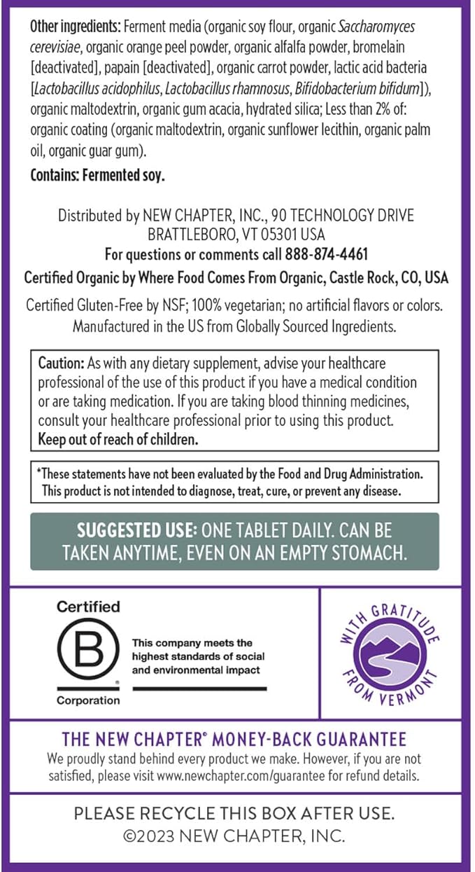 New Chapter Men’s Multivitamin 40+, Extra B6 & B12, D3, Vitamin C & Zinc, Immune, Heart, Cellular Energy, and Brain Health, Gentle on The Stomach, One Daily, Non-GMO, Gluten-Free, 72 Tablets
