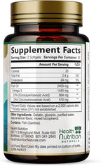 Omega 3 Fish Oil Supplements - 2400mg Fish Oil Per Serving - Triple Strength Omega-3 with EPA & DHA Fatty Acids - Natural Heart, Brain & Immune Support - Wild Caught, Bottled in USA - 60 Softgels