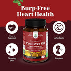 Icelandic Wild Caught Cod Liver Oil Softgels - Fish Omega 3, EPA, DHA, Vitamin D & A, 1000mg Per Serving - Burpless Capsules for Healthy Heart, Healthy Joints, Brain & Immune Support - 240 Count