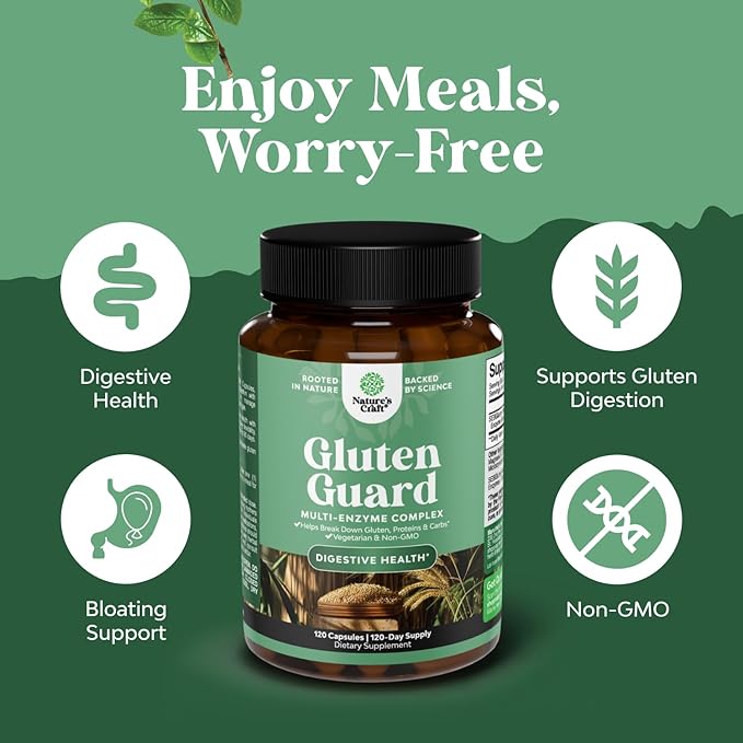 Fast Acting Gluten Digestive Enzymes for Intolerance - Gluten Digestive Enzymes for Women & Men for Debloat with DPP IV Blend Plus Lipase Amylase Bromelain for Gut Health & Digestion Support - 120 Ct