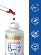 Carlyle Vitamin B12 Sublingual Liquid Drops | 10,000mcg | 2 fl oz | Vegetarian, Non-GMO, Gluten Free