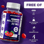 Vitamatic Sugar Free Melatonin 30mg per Gummy - 60 Servings - 60 Vegetarian Gummies - Non-Habit Forming Supplement (60 Count (Pack of 1))