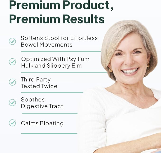 Organics Ocean Better Fiber - Daily Fiber Supplement - Soften Stool for Effortless Bowel Movements - with Psyllium Hulk and Slippery Elm - 90 Capsules