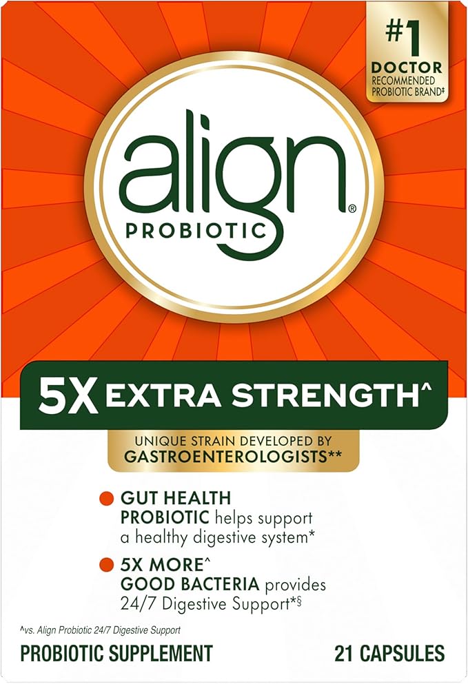 Align Probiotic Extra Strength, Probiotics for Women and Men, #1 Doctor Recommended Brand‡, 5X More Good Bacteria to Help Support a Healthy Digestive System*, 21 Capsules
