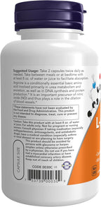 NOW Foods Supplements, L-Arginine 500 mg, Nitric Oxide Precursor*, Amino Acid, 100 Veg Capsules