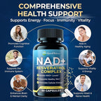 NAD+ Supplement - NAD Supplements for Women & Men - Liposomal NAD+ Resveratrol Complex with Urolithin A, CoQ10 - Boosts NAD+ Levels, Cellular Energy & Healthy Skin - Third-Party Tested - 60 Capsules