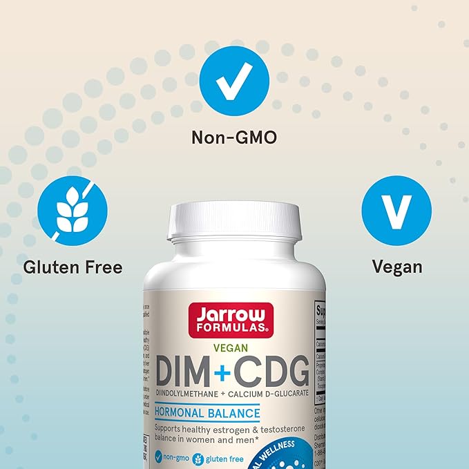 Jarrow Formulas - DIM + CDG Veggie Capsules - - DIM & CDG Supplement - for Hormone Balance - Non-GMO - Gluten Free,30 Count (Pack of 2)