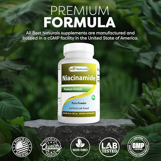 Best Naturals Niacinamide (Vitamin B3) Pure Powder 8 OZ