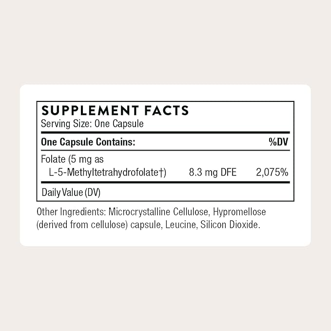 THORNE - 5-MTHF - Methylfolate (Active B9 Folate) Supplement - Supports Cardiovascular Health, Fetal Development, Nerve Health, Methylation & Homocysteine Levels* - 60 Servings - 5-MTHF 5mg