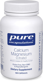Pure Encapsulations Calcium Magnesium (Citrate) - 240 g Calcium & 240 g Magnesium - Bone Health Support - Non-GMO & Vegan - 180 Capsules