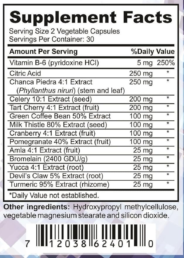 Uric-Out Ultimate Uric Acid Support - 11 Powerful Extracts - Celery Seed, Tart Cherry Concentrate, Chanca Piedra - Uric Acid Cleanse 60 Caps