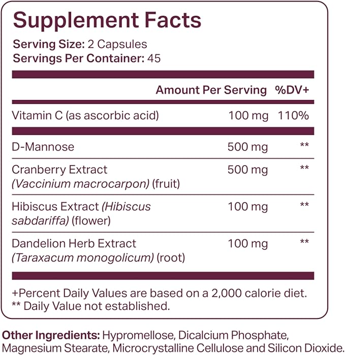 Urinary Tract Health Supplement for Women- Cranberry Extract, D-Mannose Treatment- UTI Prevention, Promote Natural UT Balance, Flush Impurities- Fast Acting, Feminine Female Health-Large 90 Ct
