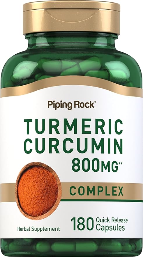 Piping Rock Turmeric Curcumin Supplement | 180 Capsules | Herbal Extract Complex | Non-GMO, Gluten Free