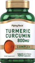 Piping Rock Turmeric Curcumin Supplement | 180 Capsules | Herbal Extract Complex | Non-GMO, Gluten Free
