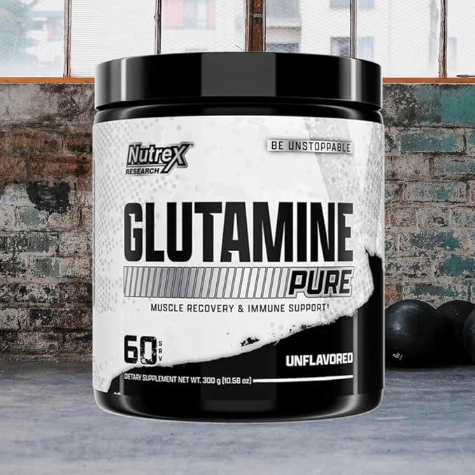 Nutrex Research L-Glutamine Powder Supplement - 60 Serving - Pure Unflavored, Non-GMO & Gluten Free | No Clumps!