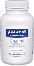 Pure Encapsulations Choline (Bitartrate) - 275 mg Choline (Bitartrate) - Supports Methylation, Brain Health & Cell Function* - Highly Bioavailable - Vegan & Non-GMO - 100 Capsules