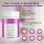 ZYXN Biotin | Collagen | Hyaluronic Acid Supplement, Clinically Proven Hair Growth Support, Skin and Nails, 25000 mcg Vitamins B2, B3, B6 & B7 + B1 & Keratin Women & Men （120 Capsules）