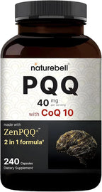 NatureBell PQQ with CoQ10-240 Capsules - 40mg Active PQQ with 10mg Coenzyme Q10 - Cellular Energy & Cognitive Function Support - Antioxidant Nutrients for Heart & Brain Health*