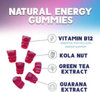 Energy Gummies - Vitamin B12 1000 mcg Per Serving - Daily Energy Gummy with Natural Caffeine from Green Tea, Berry Flavor B12 Chewable Exercise Supplement for Running Cycling & Sports - 60 Gummies