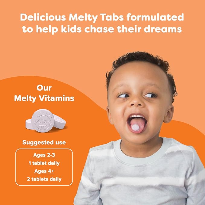Renzo's Bright & Brainy Vitamin B6, Dissolving Kids Vitamin B6, 60 Sugar-Free Melty Tabs, Oh Oh Oh Orange Flavored