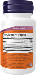 NOW Foods Supplements, CoQ10 50 mg, Pharmaceutical Grade, All-Trans Form produced by Fermentation, 50 Softgels