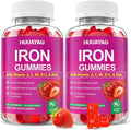 Iron Supplement Gummies for Women & Men, Vegan Iron Gummies with Vitamin C, A, B-Complex, Folate, Zinc for Blood Building & Energy Support, Strawberry Flavor, 120 Count
