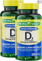 Extra Strength Vitamin D3 5000 IU 125 mcg – 250 Softgels, High Potency D3 Vitamin Supplement, Daily Vitamin D for Bone Strength, Immune Support (Pack of 2)