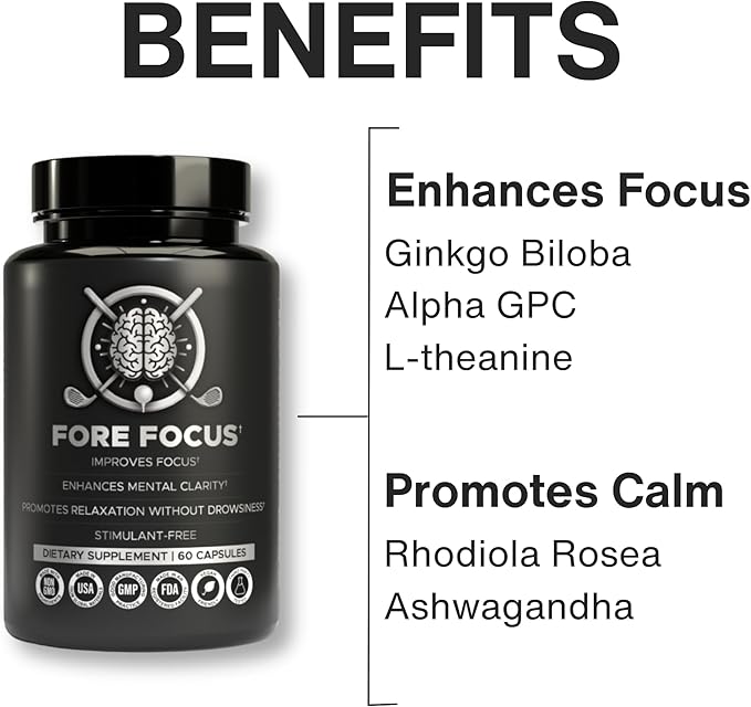 Brain Supplement for Memory and Focus - Mental Focus Supplement - Ashwagandha, L Theanine, Rhodiola Rosea & Ginkgo Biloba - Alpha Brain Supplements for Memory or Focus, Non-GMO, Vegan - 60 Capsules