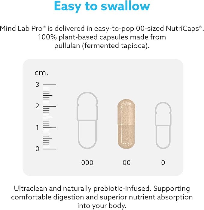 Mind Lab Pro® MLP® v4 Universal Nootropic™ Brain Booster Supplement for Focus, Memory, Clarity, Energy - 60-Count - Plant-Based, Naturally Sourced Memory Vitamins for Better Brain Health, Made in USA