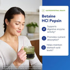 Pure Encapsulations Betaine HCl Pepsin - Digestive Enzymes Supplement for Digestion Aid & Support, Stomach Acid & Nutrient Absorption* - with Betaine HCl Pepsin - 250 Capsules
