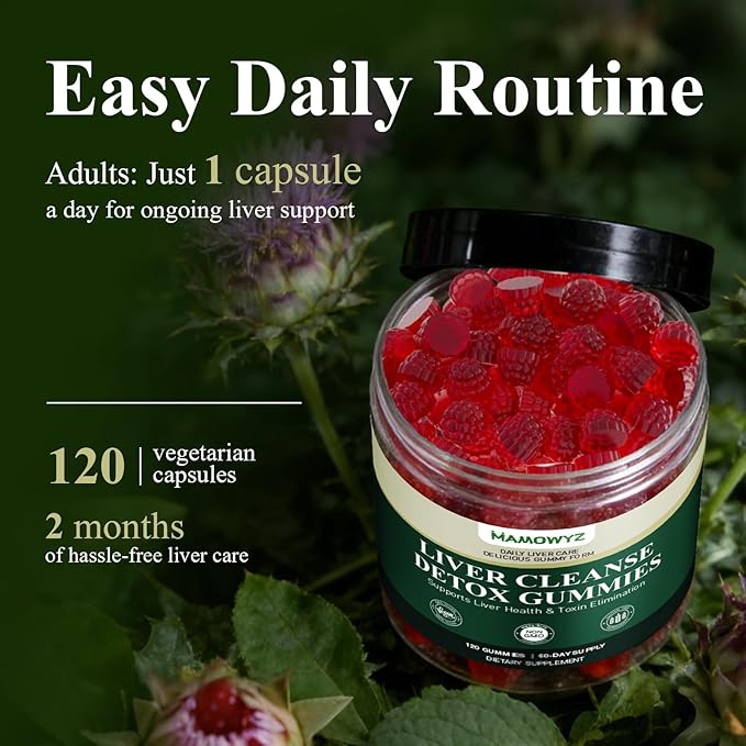 Liver Cleanse Detox & Repair - Sugar Free & Vegan Gummies, Milk Thistle Liver Detox Supplement, Supports Liver Detox, Ginger Root, Choline & Dandelion Root, Silymarin Infused, 120 Gummies