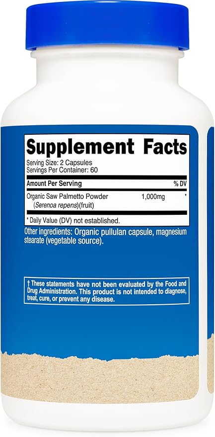 Nutricost Saw Palmetto 1000mg, 120 Capsules - CCOF Certified Made with Organic Saw Palmetto, Vegetarian Friendly, 60 Servings, 500mg Per Capsule, Gluten Free