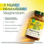 MegaFood Magnesium Supplement with Fermented Magnesium Glycinate - Chelated - Supports Heart & Nervous System - Vegan Gluten-Free Non-GMO Kosher - Made Without 9 Food Allergens - 60 Tablets