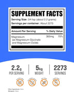 BulkSupplements.com Magnesium Glycinate Powder - Magnesium Glycinate 400mg, Highly Absorbable - Gluten Free, 2.2g per Serving, 1kg (Pack of 5) (11 lbs)