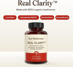 Real Mushrooms RealClarity Capsules – Lion’s Mane, KSM-66 Ashwagandha, Rhodiola & Bacopa – Mental Sharpness, Alertness. & Adaptogenic Support – Vegan, Non-GMO – 60 Count Mushroom Supplement