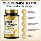 Multi Collagen Peptides for Women & Men - 2400mg per Serving - Best Hydrolyzed Collagen Complex with Type I, II, III, V, X - Hair, Skin, Nails & Joint Support Supplement - Bottled USA - 120 Capsules