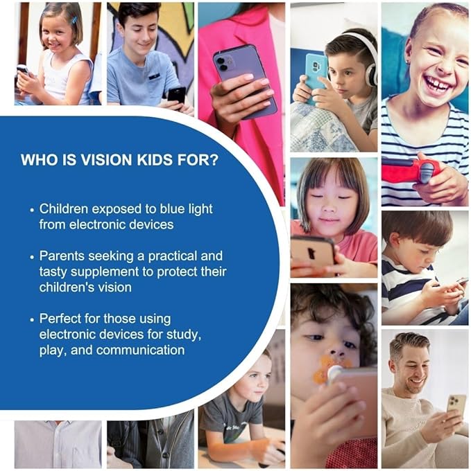 OMEGOR Lutein and Zeaxanthin Supplement for Kids Eyes (60 Chocolate Dragèes) - Vision Kids Blue Light Eyesight Supplement for Retina Protection