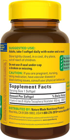Nature Made Vitamin E 450 mg (1000 IU) dl-Alpha Softgels, 60 Count for Antioxidant Support (Pack of 3)