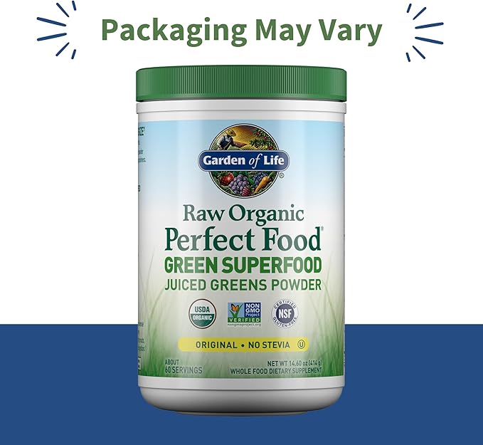Garden of Life Super Greens Powder Smoothie & Mix, Probiotics & Digestive Enzymes for Digestive Health, Organic Superfoods Nutrition Fruit and Vegetables for Women & Men Energy, Original, 60 Servings