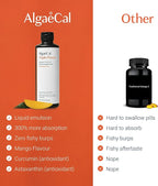 ALGAECAL Triple Power Omega 3 Fish Oil - EPA DHA Omega 3 Supplement 1200mg, Liquid Fish Oil with Turmeric Curcumin & Astaxanthin, Joint Support & Inflammation Relief, Mango Flavor, 16 oz