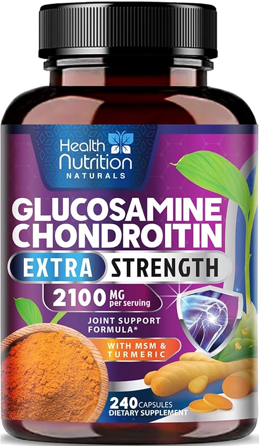 Glucosamine Chondroitin MSM Complex - 3X Strength Joint Support Supplement with Glucosamine Sulfate, Turmeric, Boswellia - For Cartilage, Mobility & Flexibility - Bottled in USA - 240 Capsules