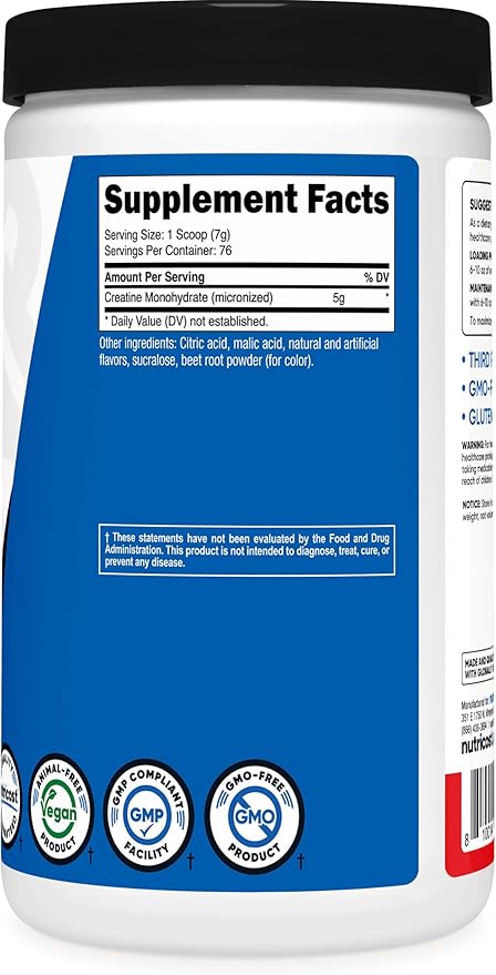 Nutricost Creatine Monohydrate Powder (Fruit Punch, 500 Gram) (Pack of 2)