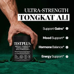 TESTPLUS+ 1,450mg 8-in-1 Testosterone Support for Men - High Strength Tongkat Ali, Fadogia Agrestis, Turkestanica & Tribulus - Natural Performance, Energy & Muscle Growth Formula (60 Capsules)