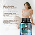 Sodium Butyrate High Dose 580 mg (30% Butyric Acid), 240 Vegan Capsules, 8 Month Supply, Sodium Supplement to Support Overal Gut Health - by Apollo's Hegemony