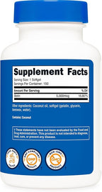 Nutricost Biotin (5,000mcg) 150 Softgels - Vitamin B7 - Gluten Free, Non-GMO